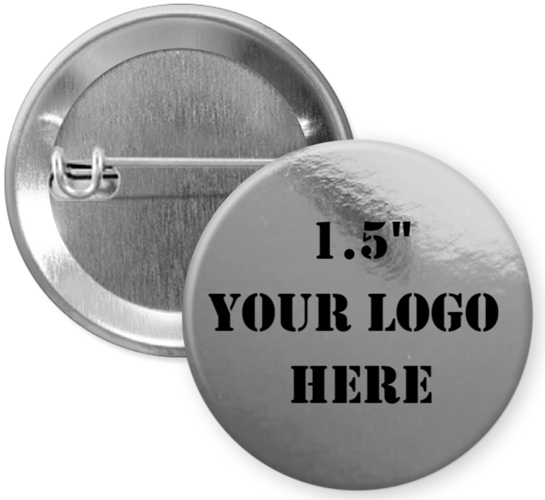 1.5" Metallic Silver Custom Pinback Buttons