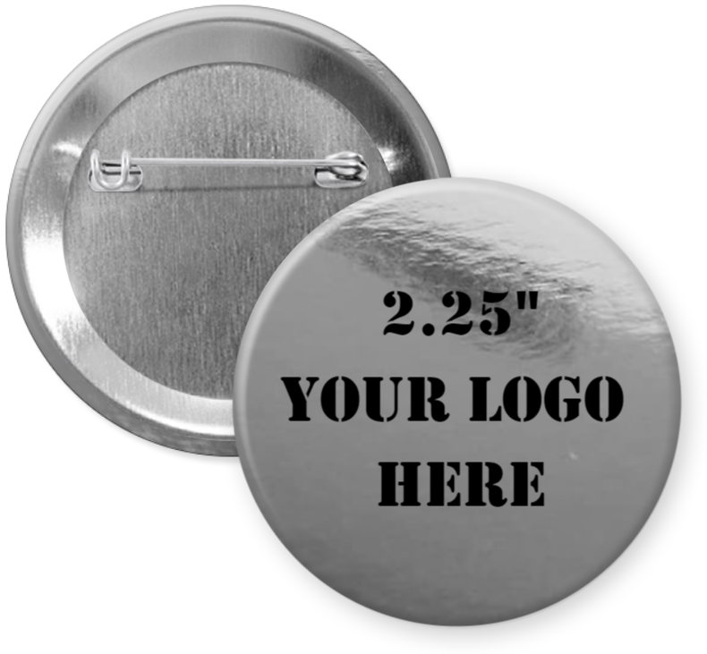 2.25" Metallic Silver Custom Pinback Buttons