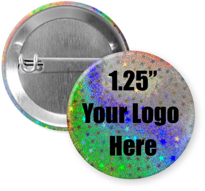 1.25" Holographic Stars Custom Pinback Buttons