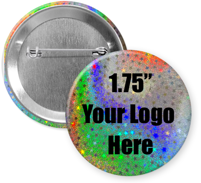 1.75" Holographic Stars Custom Pinback Buttons