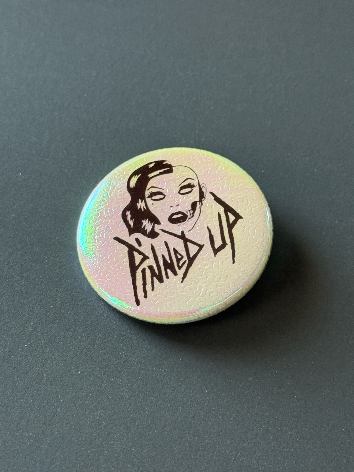1.75" White and Pink Textured Pinback Buttons