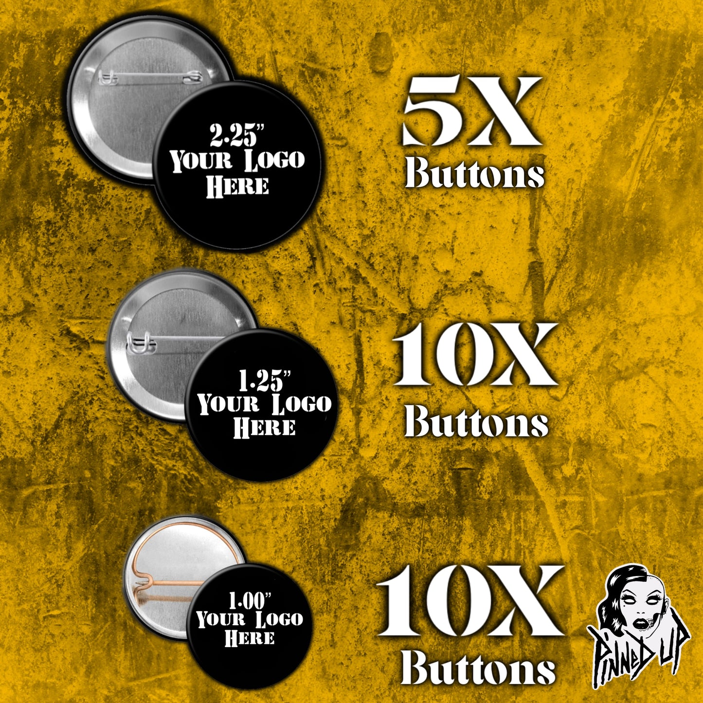 25-Piece Trio Bundle (3 Pinback Button Sizes)