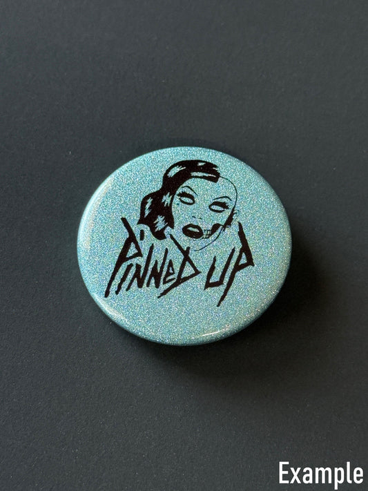 1.25" Aqua Blue Glitter Back Custom Pinback Buttons