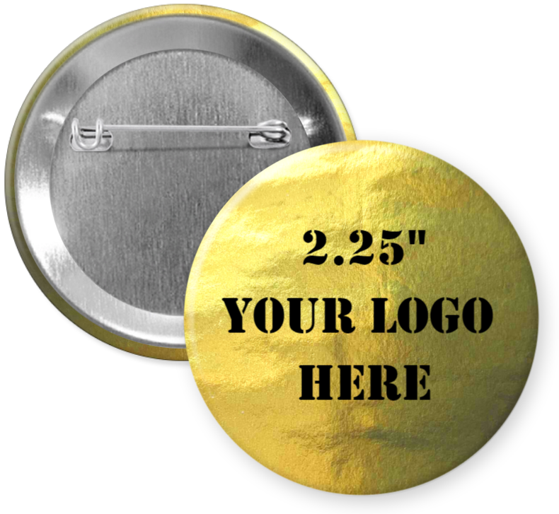 2.25" Metallic Gold Custom Pinback Buttons