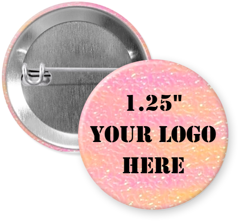 1.25" White Pink Textured Custom Pinback Buttons