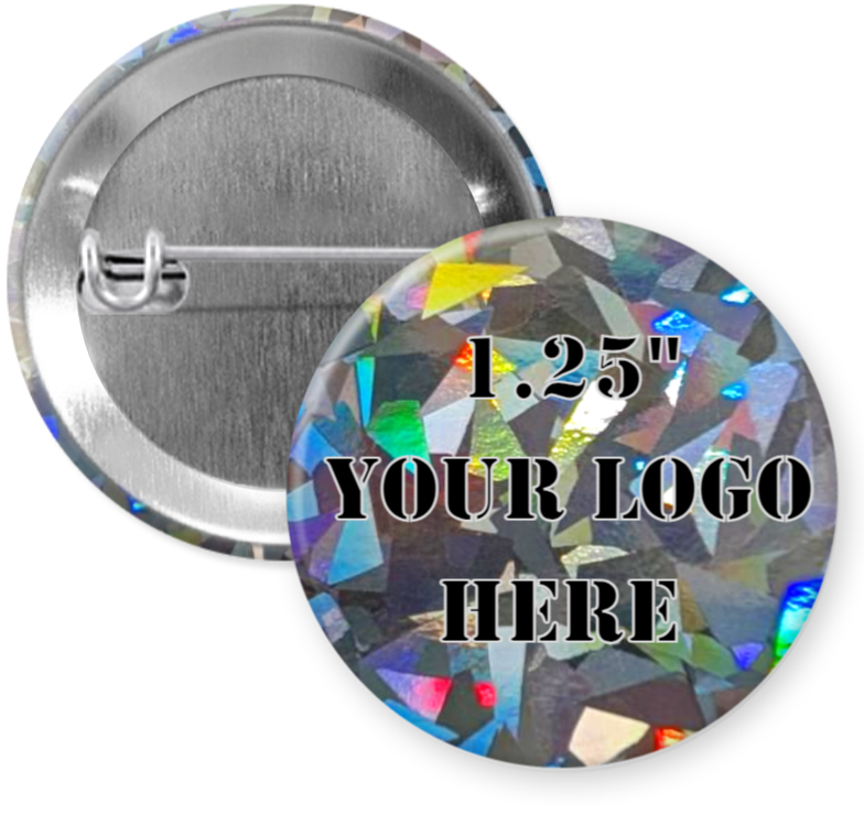 1.25" Broken Glass Back Custom Pinback Button