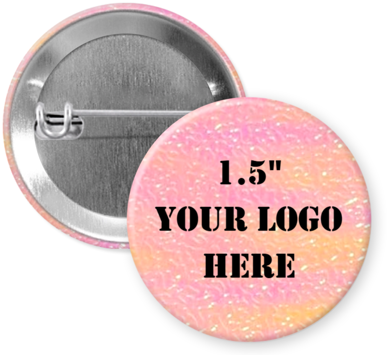 1.5" White and Pink textured Pinback Buttons