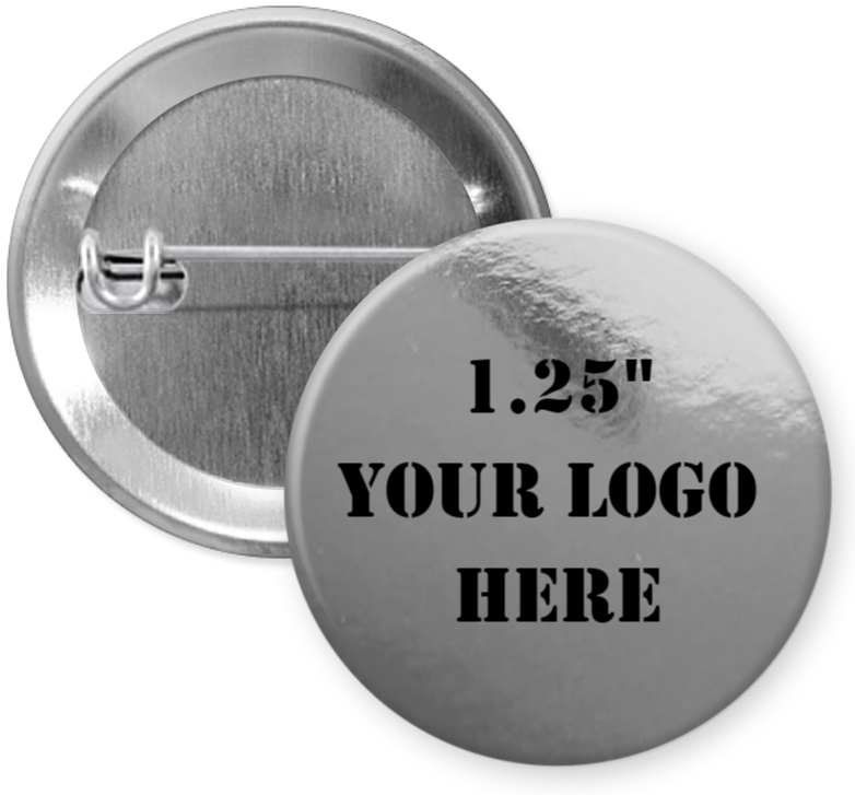 1.25" Metallic Silver Custom Pinback Buttons