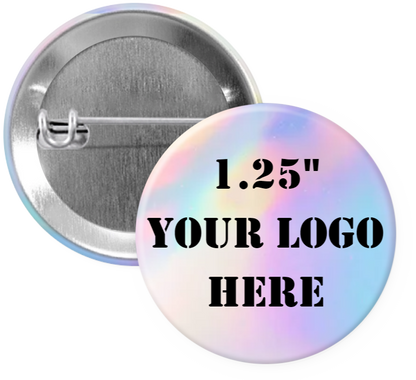 1.25" Clear Iridescent Custom Pinback Buttons