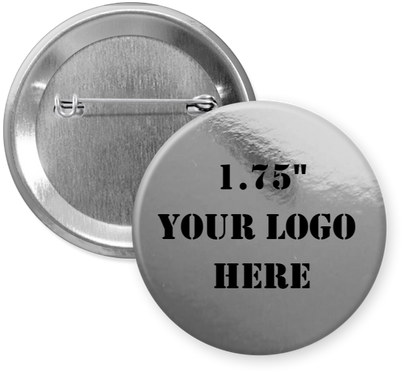 1.75" Metallic Silver Custom Pinback Buttons