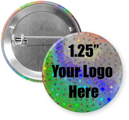 1.25" Holographic Stars Custom Pinback Buttons