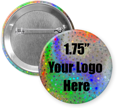 1.75" Holographic Stars Custom Pinback Buttons