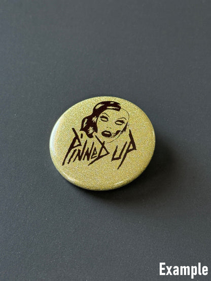 1.25" Gold Glitter Back Custom Pinback Buttons