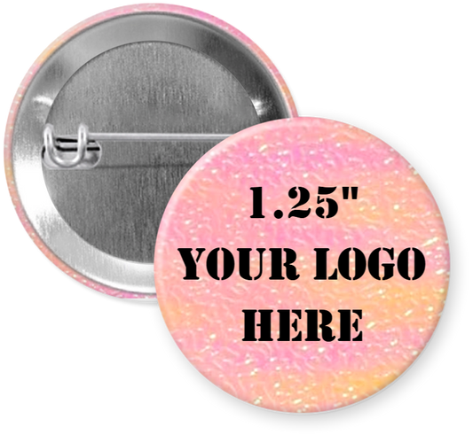 1.25" White Pink Textured Custom Pinback Buttons