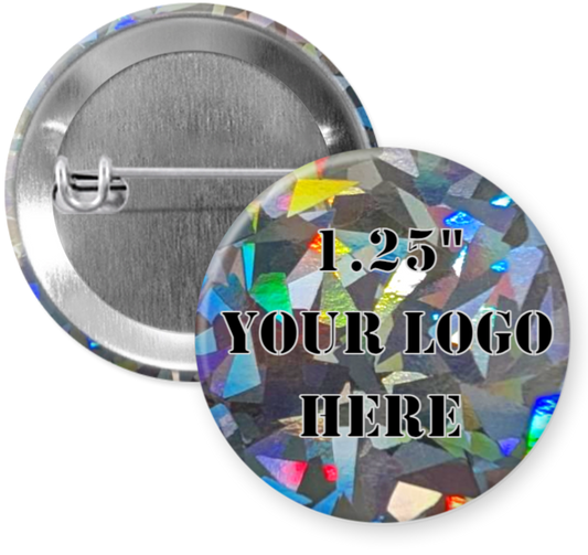 1.25" Broken Glass Back Custom Pinback Button