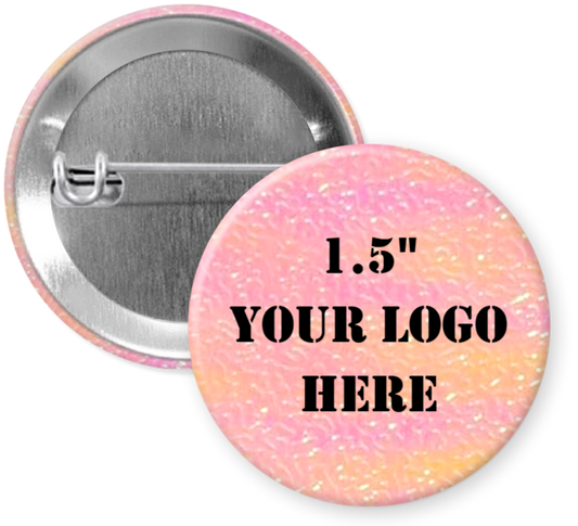 1.5" White and Pink textured Pinback Buttons